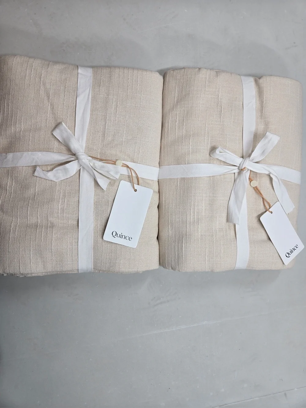 NWT QUINCE Set Of 2 48x84 Cotton Slub Curtains Natural 0779